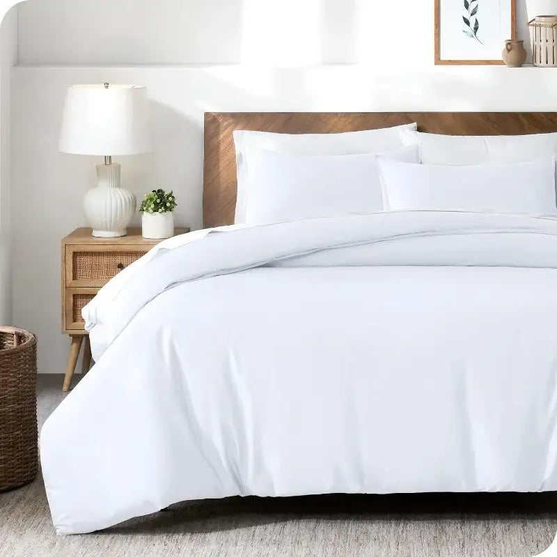 White duvet cover set with smooth slightly glossy finish from decorbites silky cooling cover set 3pcs full queen king