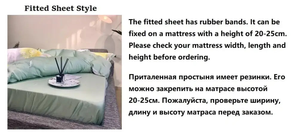 Light green fitted bed sheet with elastic bands made of silky eucalyptus fiber from decorbites forest leopard set