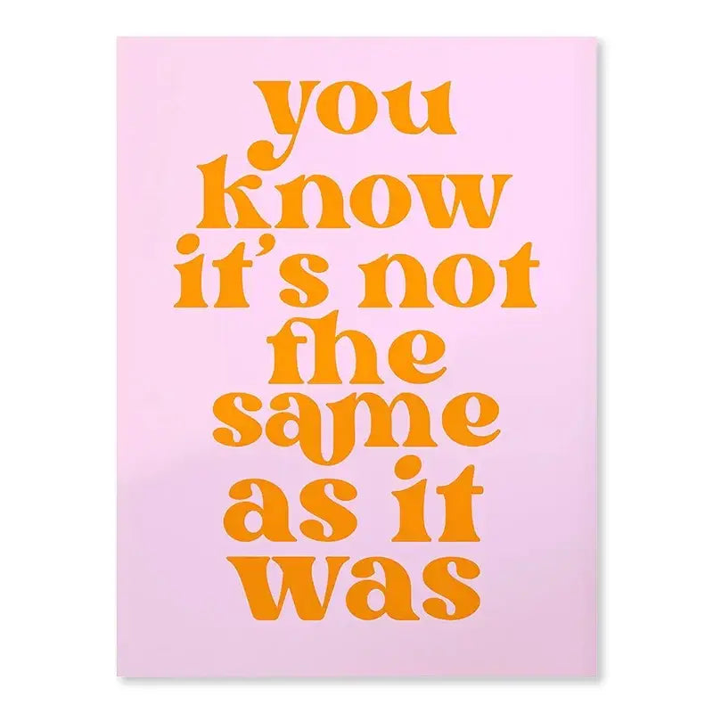 A rectangular pink decorbites™ singer harris styles lyrics art poster with bold orange styles lyrics text