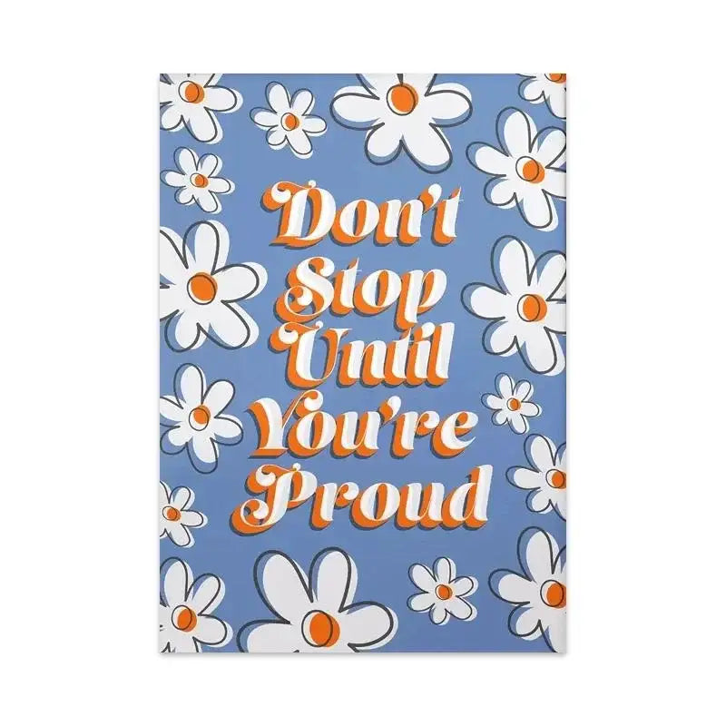 Decorbites™ singer harris styles lyrics art poster with bold orange styles lyrics text and white daisies on light blue background