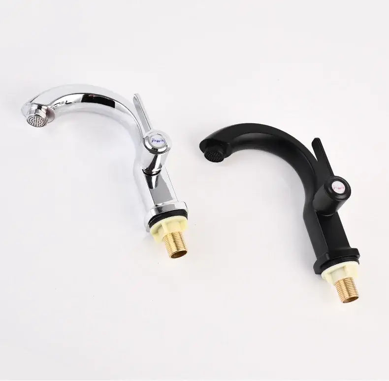 Decorbites™ single lever deck mounted water purifier faucet with chrome and black curved spouts and brass fittings
