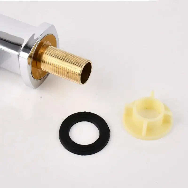 Chrome finished brass threaded single lever deck mounted water purifier faucet spout with black washer and yellow cap