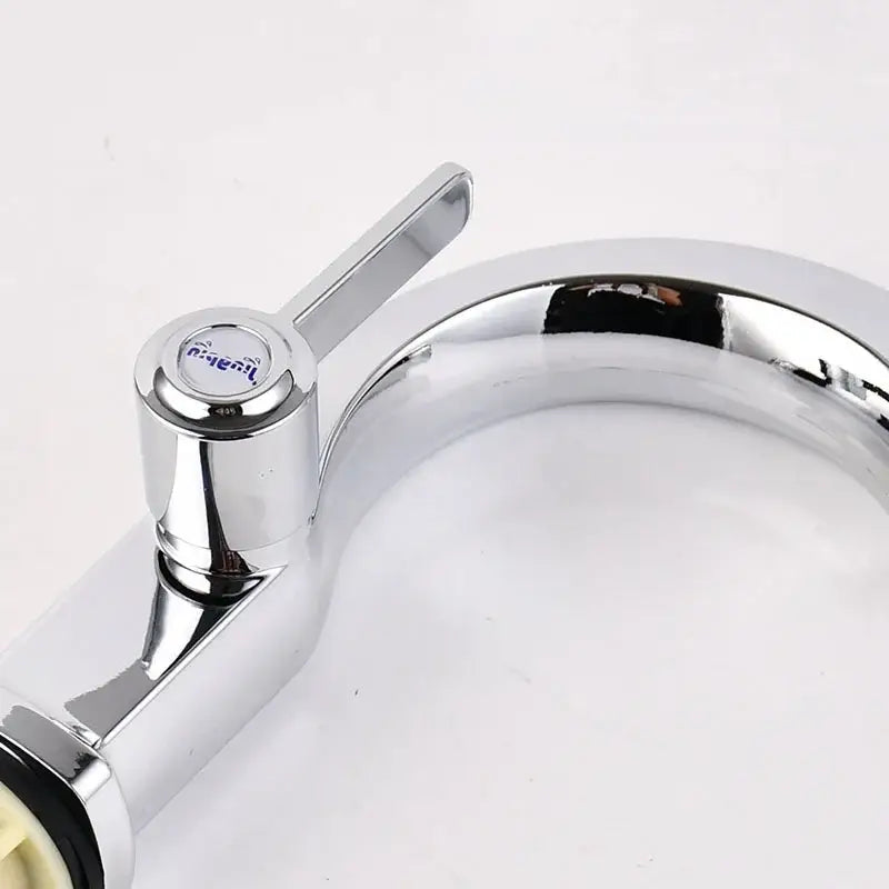Chrome finished DecorBites™ single lever deck mounted water purifier faucet with sleek curved spout and rincon logo handle