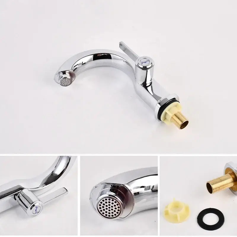 Decorbites™ single lever deck mounted water purifier faucet in chrome finish with curved spout and integrated spray head
