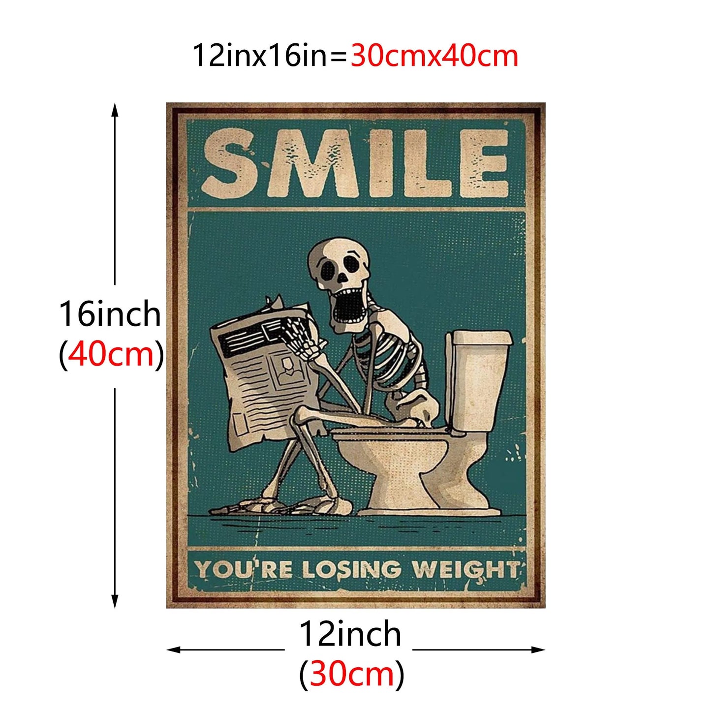 Skeleton Man Squatting Toilet Canvas Wall Art - Posters
