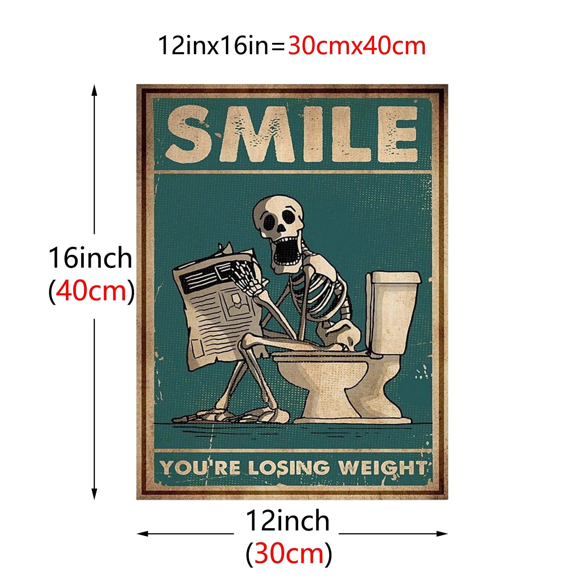Skeleton Man Squatting Toilet Canvas Wall Art - Posters