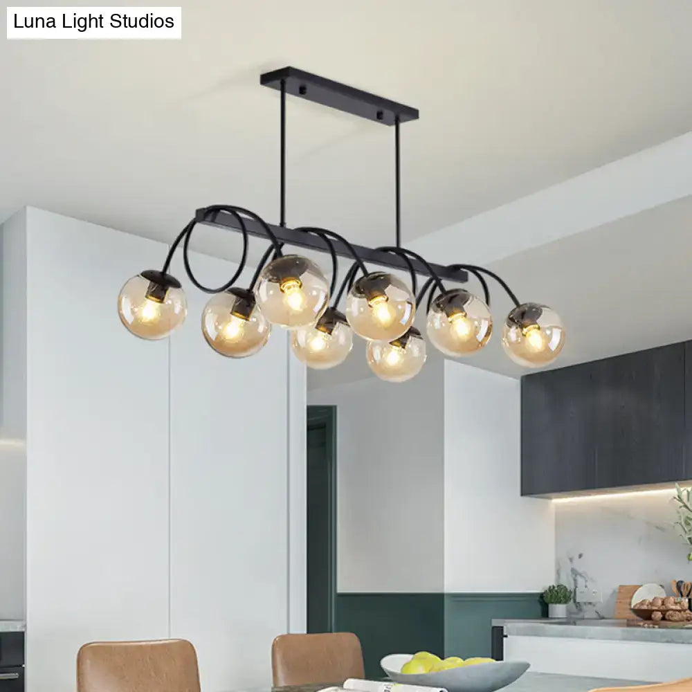 Decorbites sleek black metal chandelier with multiple glass globe shades suitable for 110v-120v 220v-240v bulb base