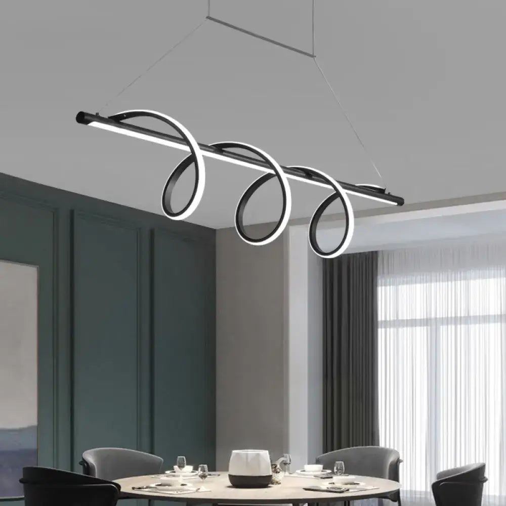 Modern black and white led light with sleek curved ring design for dining room suspension by DecorBites with maximum bulb wattage