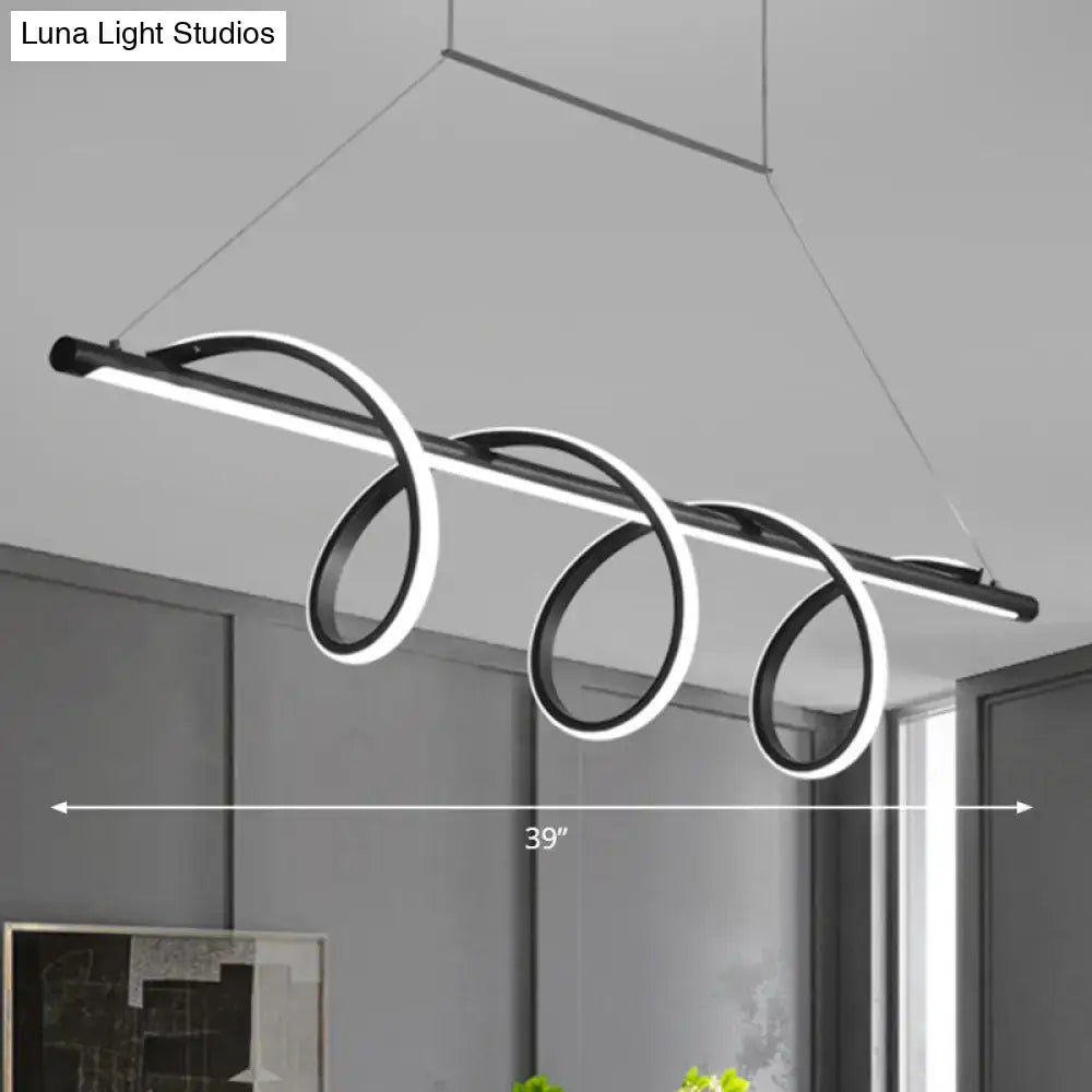 DecorBites™ sleek black spiral island led light with curved ring design for dining room maximum bulb wattage use