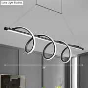 DecorBites™ sleek black spiral island led light with curved ring design for dining room maximum bulb wattage use