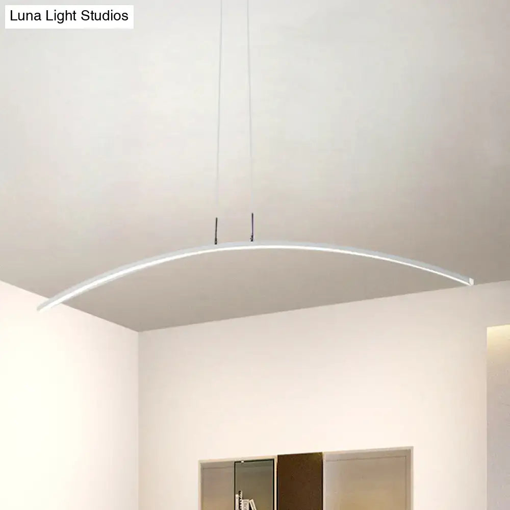 Modern white led pendant light with sleek curved design from decorbites™ black white arch island collection for dining table lighting