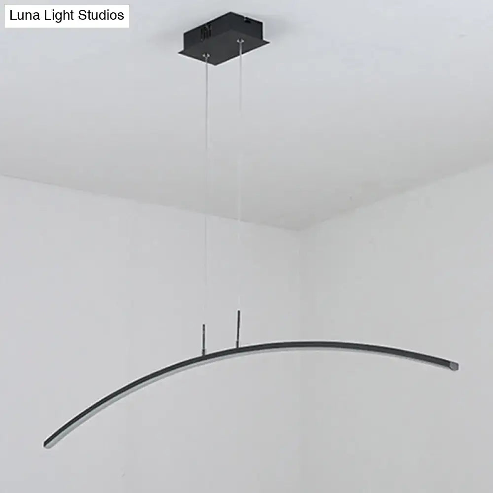 DecorBites sleek black white arch LED pendant lamp with curved design for elegant dining table lighting