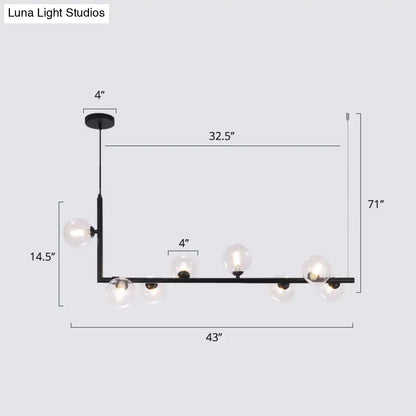 DecorBites™ black metal pendant light with five clear glass globes for dining room hanging island design