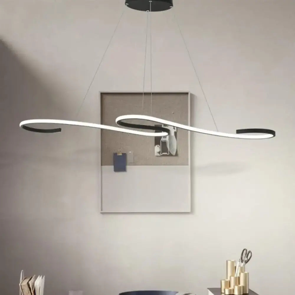 Decorbites sleek black and white led island pendant light fixture with metal design remote control and stepless dimming 110v-120v