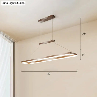 Decorbites™ sleek metal island ceiling pendant light with brushed metal finish and integrated led strip lighting