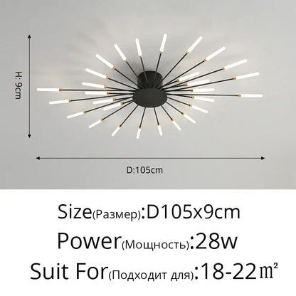 Decorbites sleek nordic led chandelier with black modern ceiling fixture and white cylindrical bulbs for living room use