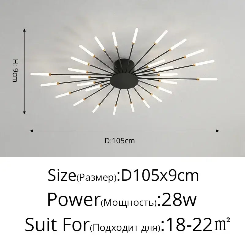 Decorbites sleek nordic led chandelier with black modern ceiling fixture and white cylindrical bulbs for living room use