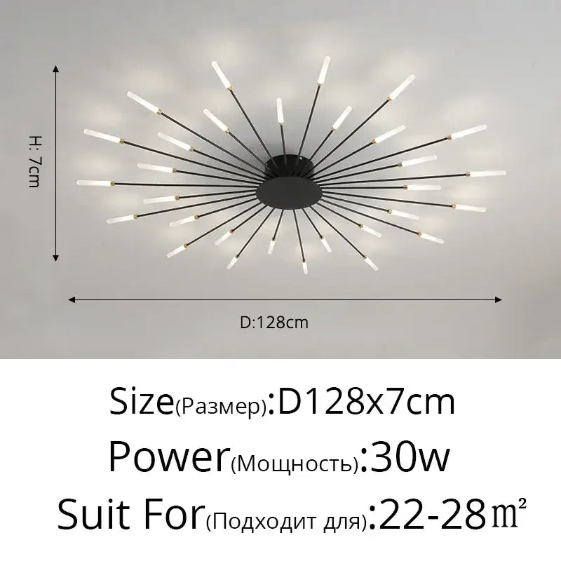 Decorbites sleek nordic led chandelier black ceiling light with slender rods and white led bulbs for living room use