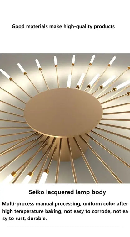 Gold-colored seiko lacquered nordic led chandelier with frosted glass fixtures for modern living room ceiling lighting