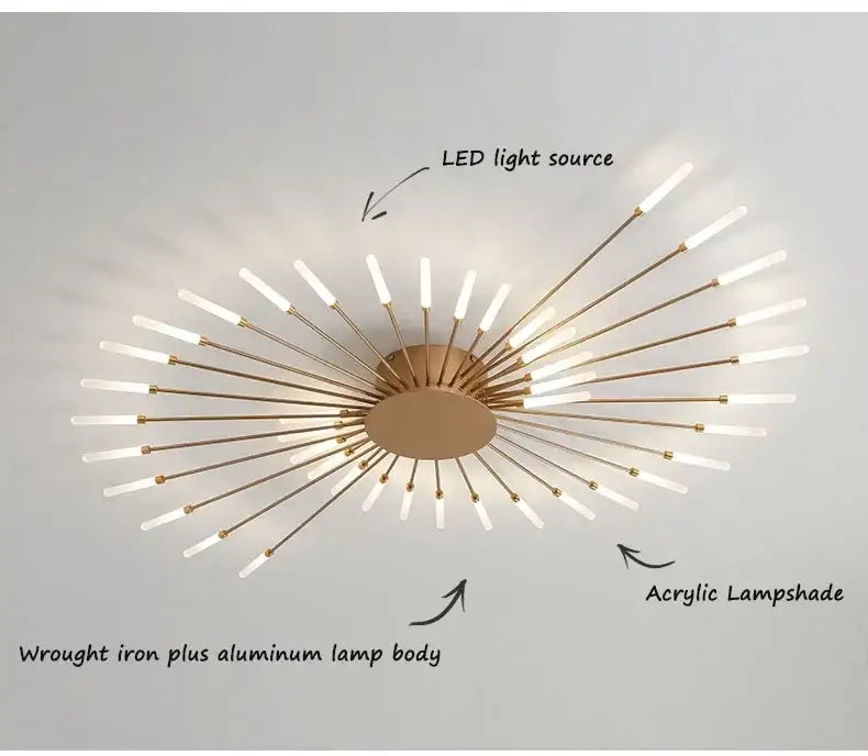 Decorbites sleek nordic led chandelier gold-toned ceiling light with acrylic shades for modern living room ceiling