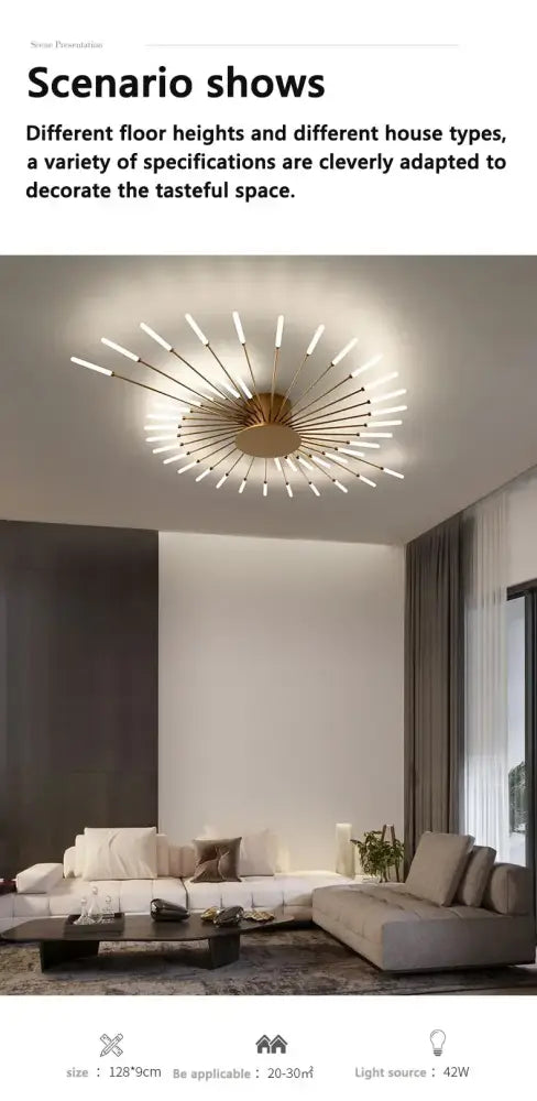 DecorBites sleek nordic led chandelier with gold toned arms and frosted bulbs for living room led ceiling lighting