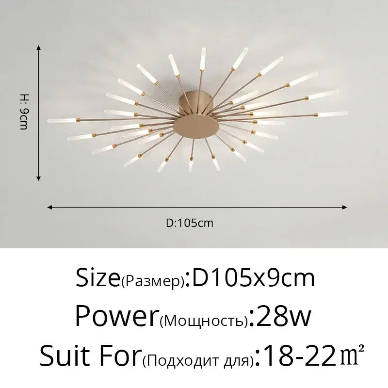 Gold-toned decorbites™ sleek nordic led chandelier with frosted glass rods for living room led ceiling lighting