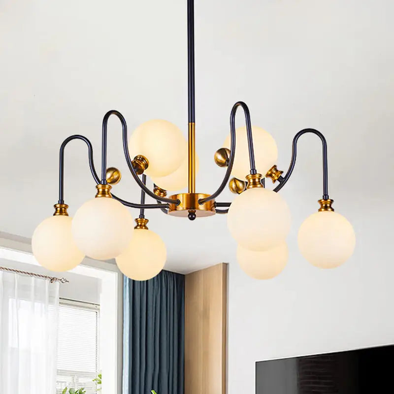 Black and brass decorbites pendant chandelier with opal glass globe shades 220v-240v 110v-120v modern living room lighting