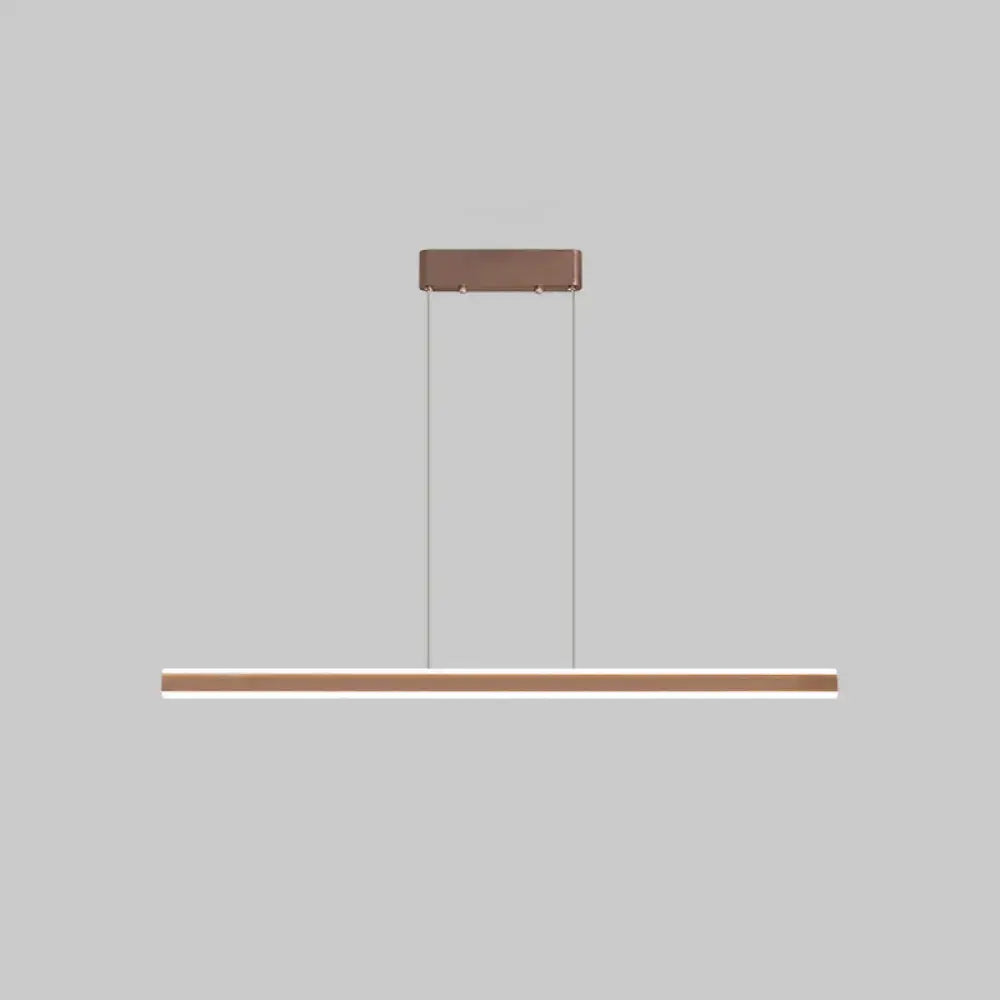 Decorbites sleek triangle island led hanging lamp with copper finish aluminum and integrated led strip for restaurants