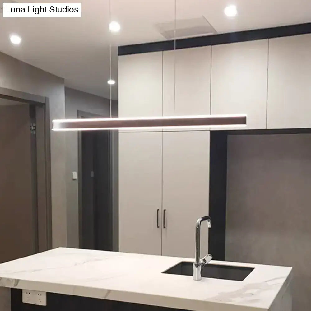 Modern minimalist led hanging lamp with sleek rectangular design brushed metal accents for restaurants DecorBites™