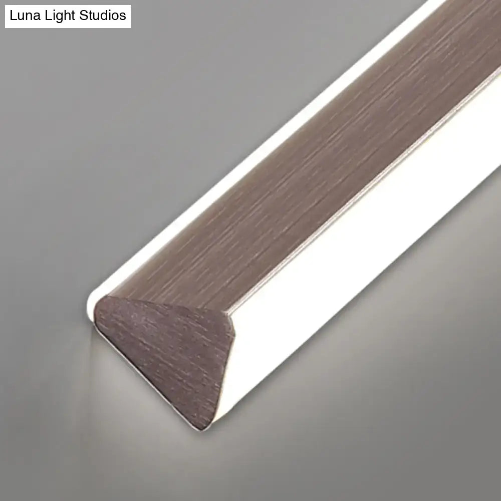 Decorbites™ sleek triangle island led hanging lamp with aluminum brushed metallic finish and triangular corner detail