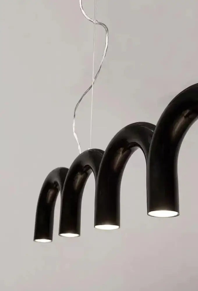 Black curved u-shaped chandelier with sleek glossy finish by DecorBites modern u-shaped chandelier ideal for bedroom kitchen