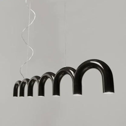 Decorbites™ sleek black glossy u-shaped chandelier with modern design ideal for bedroom and kitchen lighting
