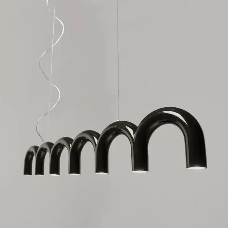 Decorbites™ sleek black glossy u-shaped chandelier with modern design ideal for bedroom and kitchen lighting