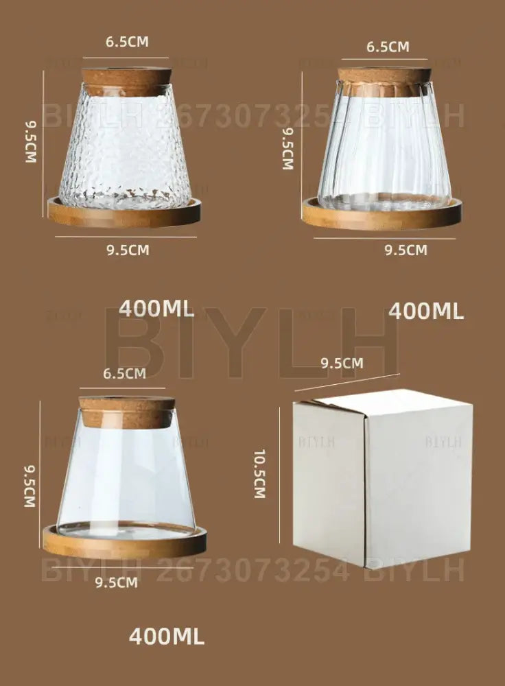 Decorbites small transparent glass vase with textured surface cork lid and wooden base for home decor