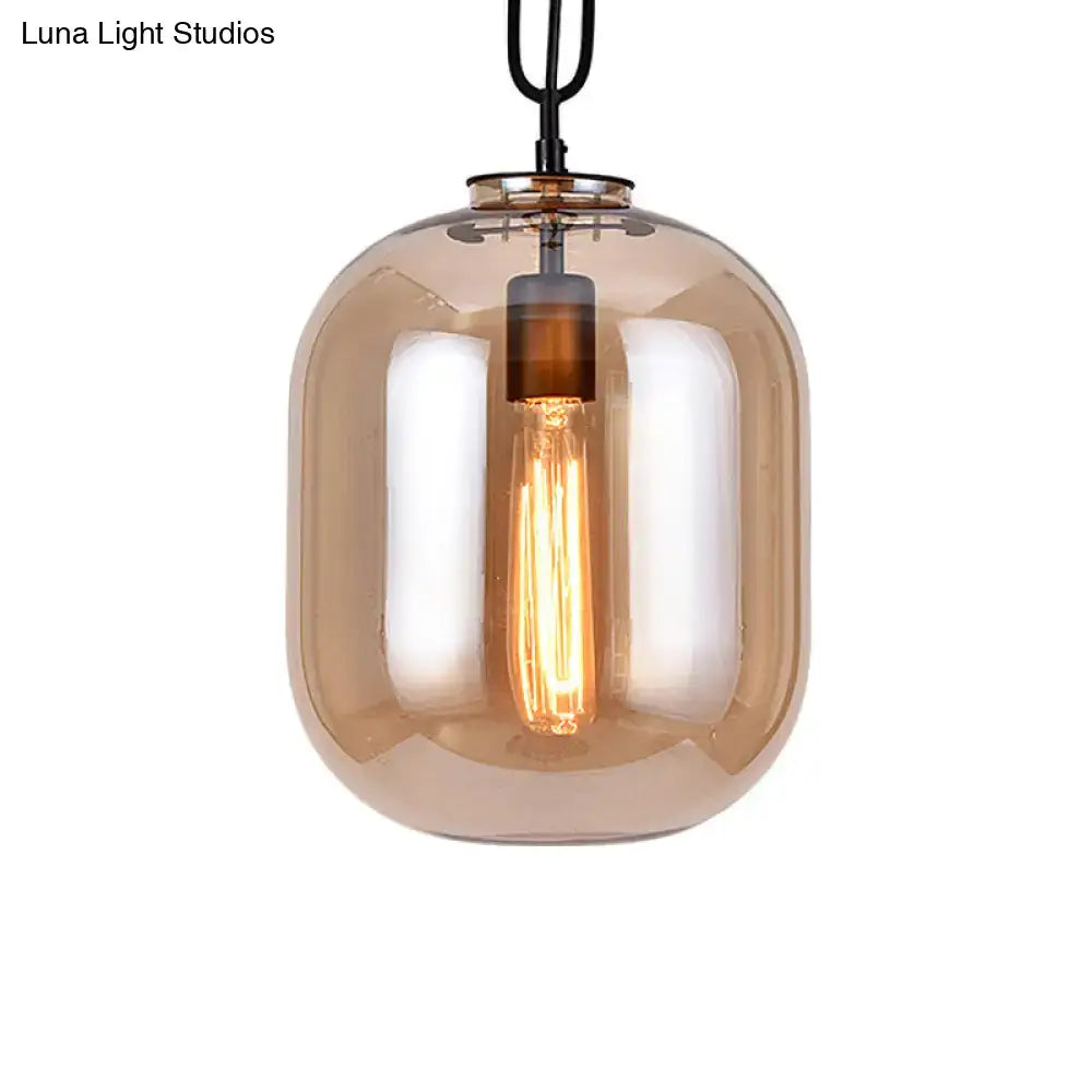 Decorbites smoke gray cognac glass pendant lamp with warm amber glass and vintage edison bulb industrial ceiling light