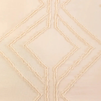 Cream-colored cream-colored decorbites™ soft tufted microfiber duvet cover set with textured geometric embroidery pattern
