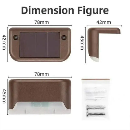 Brown plastic solar led outdoor step light with rectangular design and integrated led panel for stairs by DecorBites™