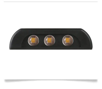 DecorBites solar led outdoor wall light with black curved fixture and three amber lamp beads bulbs