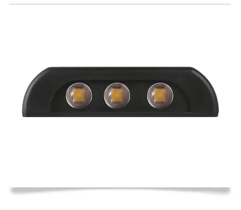 DecorBites solar led outdoor wall light with black curved fixture and three amber lamp beads bulbs