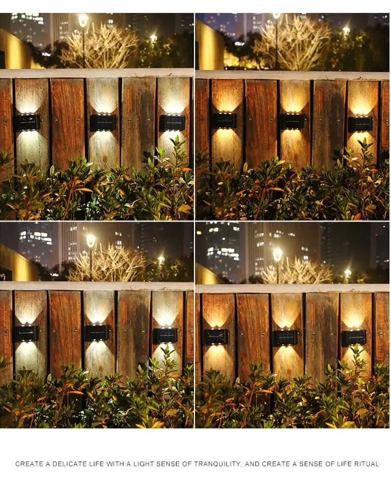 DecorBites™ solar led outdoor wall light in black with warm focused illumination and efficient lamp beads