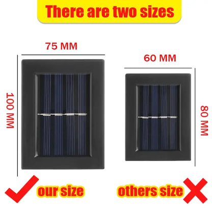 Black rectangular solar led panel with dark blue lamp beads and silver strips for DecorBites™ wall light, 75mm by 100mm