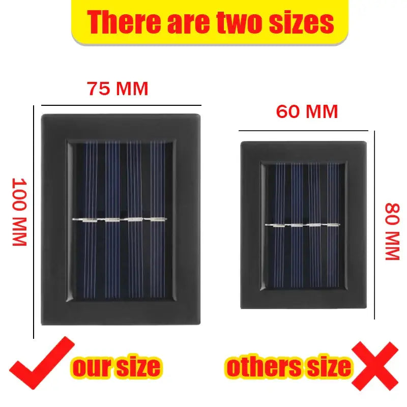 Black rectangular solar led panel with dark blue lamp beads and silver strips for DecorBites™ wall light, 75mm by 100mm