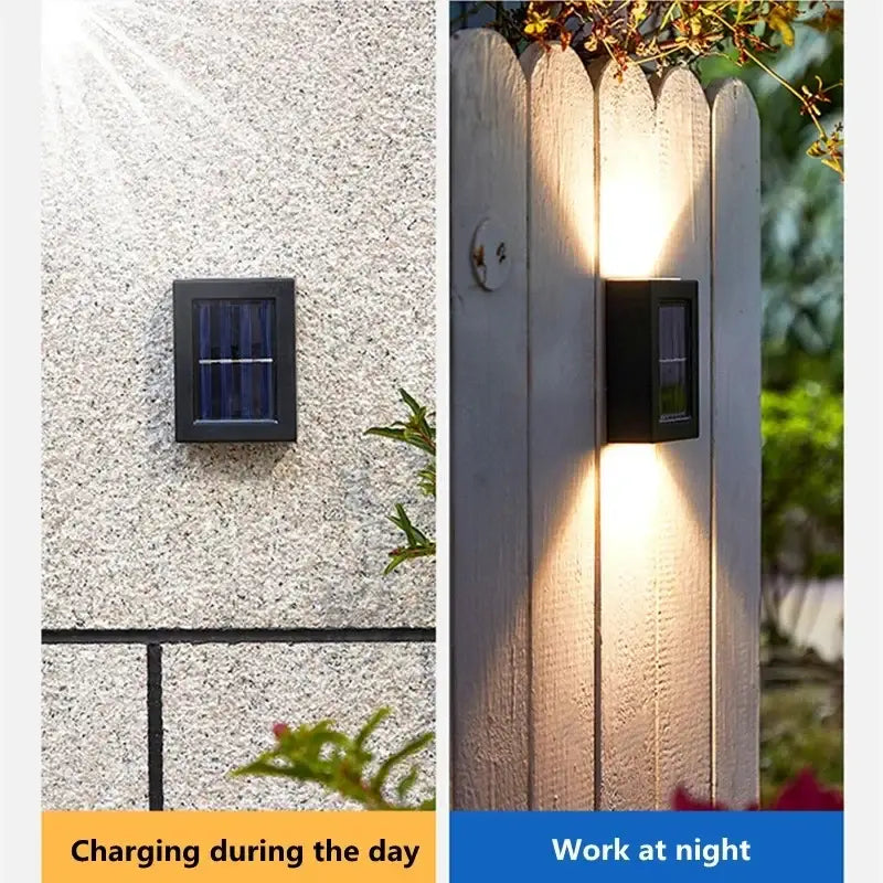 Black rectangular DecorBites™ solar LED outdoor wall light with lamp beads and sleek modern design for exterior use
