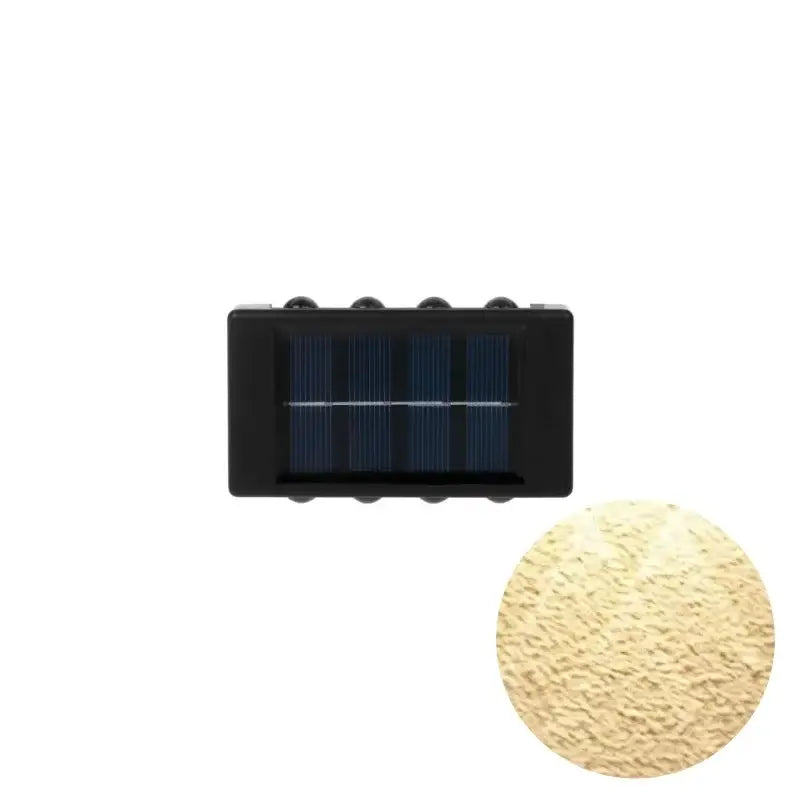 Decorbites™ solar led outdoor wall lights with black rectangular frame and textured beige illuminated surface for garden use