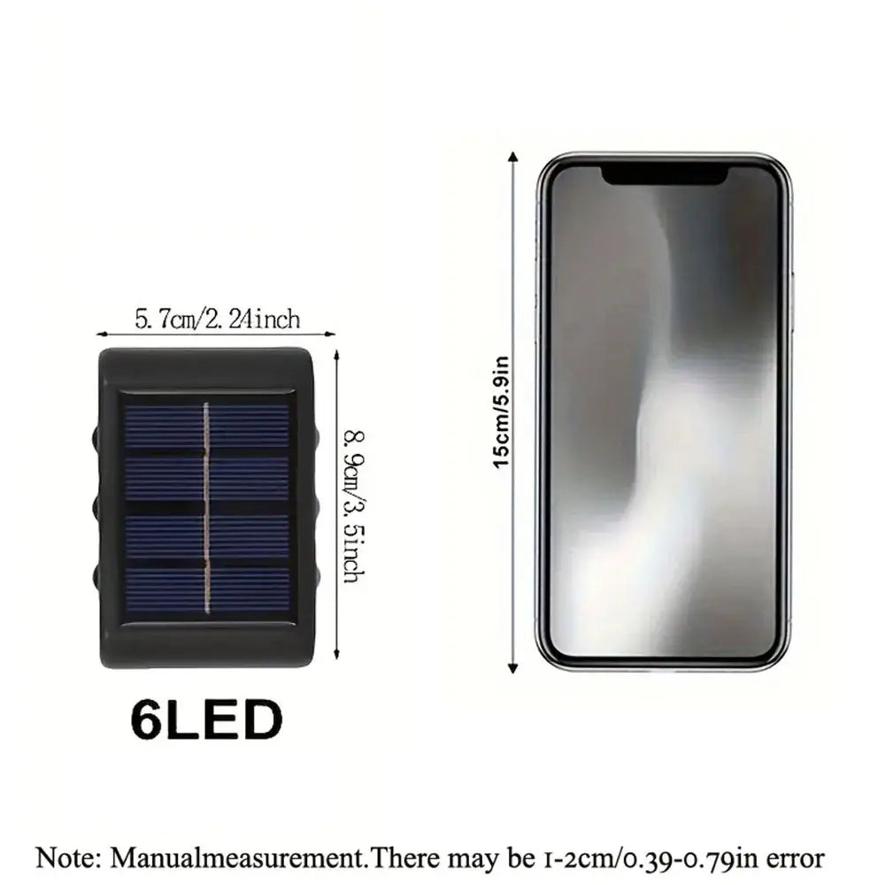 DecorBites™ black rectangular solar led outdoor wall light with six blue leds for garden and patio wall lights