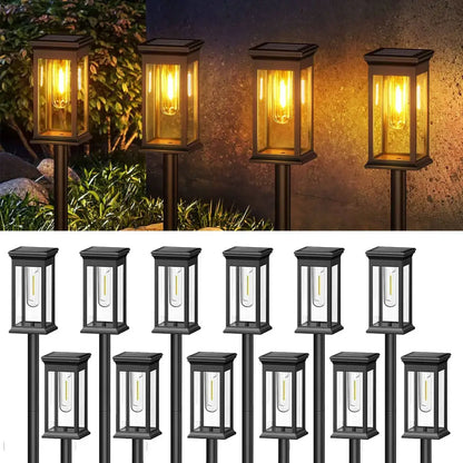 Black decorbites™ solar lights pack with clear glass panels and warm yellow led bulbs super bright 12hrs runtime