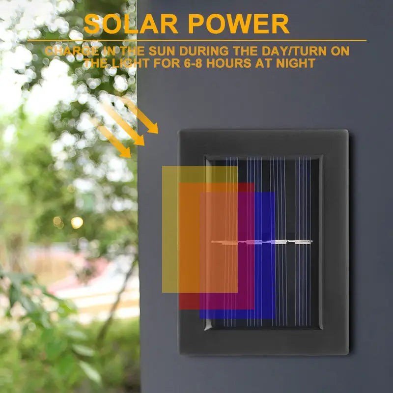 Black rectangular solar-powered DecorBites™ outdoor led lights with sleek design and visible internal wiring for garden decoration