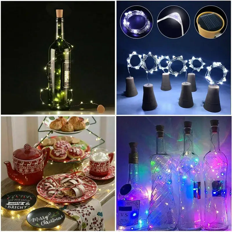 Decorbites™ solar wine bottle fairy lights featuring colorful led glow and solar-powered battery pack for home decor