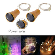 Set of three brown solar wine bottle led string lights with flexible wire for decorative use in jars or bottles