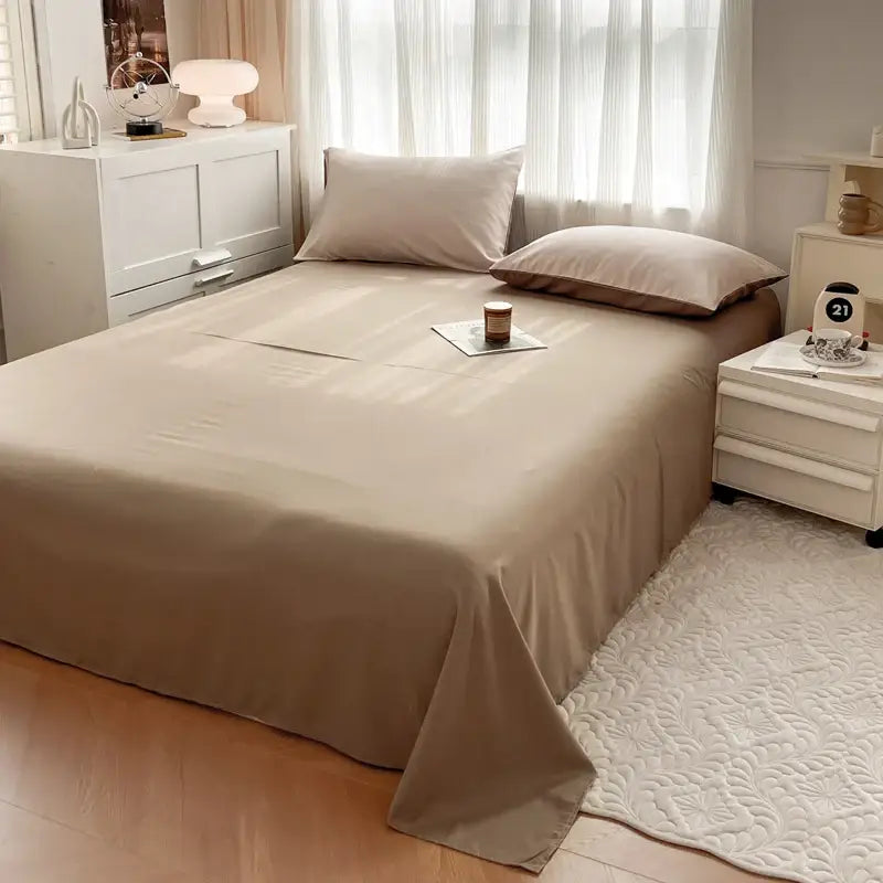 Beige satin duvet cover from decorbites solid color brush fabric bedding set with smooth flowing drape and subtle sheen